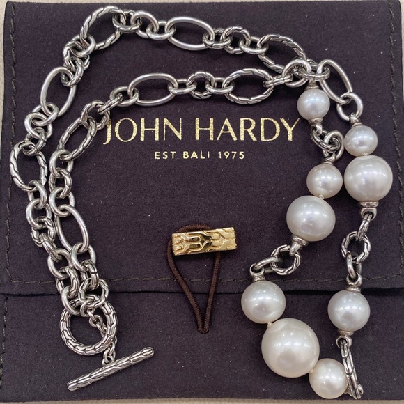 John Hardy Silver Link Pearl Necklace - Picture 5 of 12
